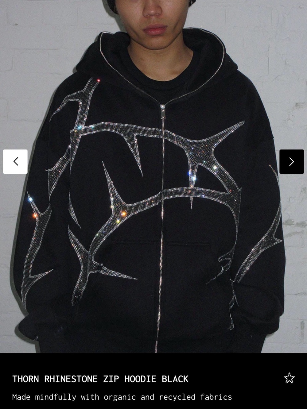 Named Collective Thorn Rhinestone Zip Hoodie and Sweatpants - Black - Picture 5 of 9